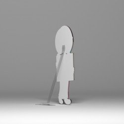 مجسم - طفلة ارتداء الكمامة - قاعدة خلفية